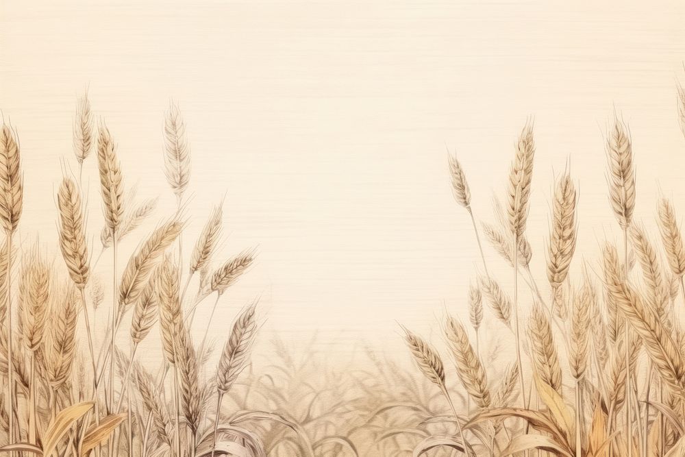Realistic vintage drawing of wheat border backgrounds sketch plant.