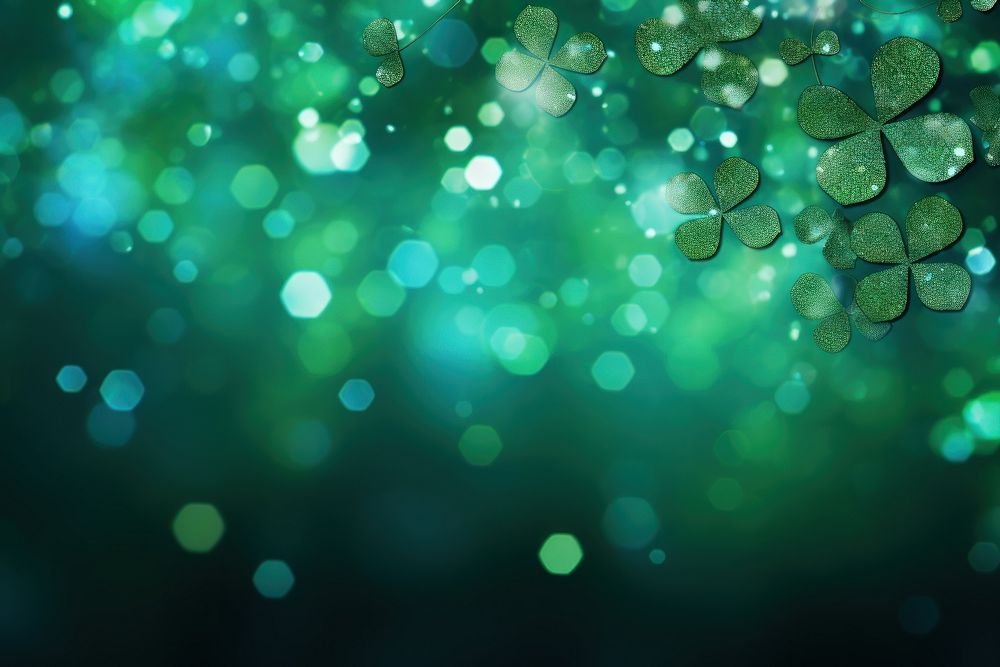 Shamrock background with sparkle and bokeh backgrounds outdoors glitter.