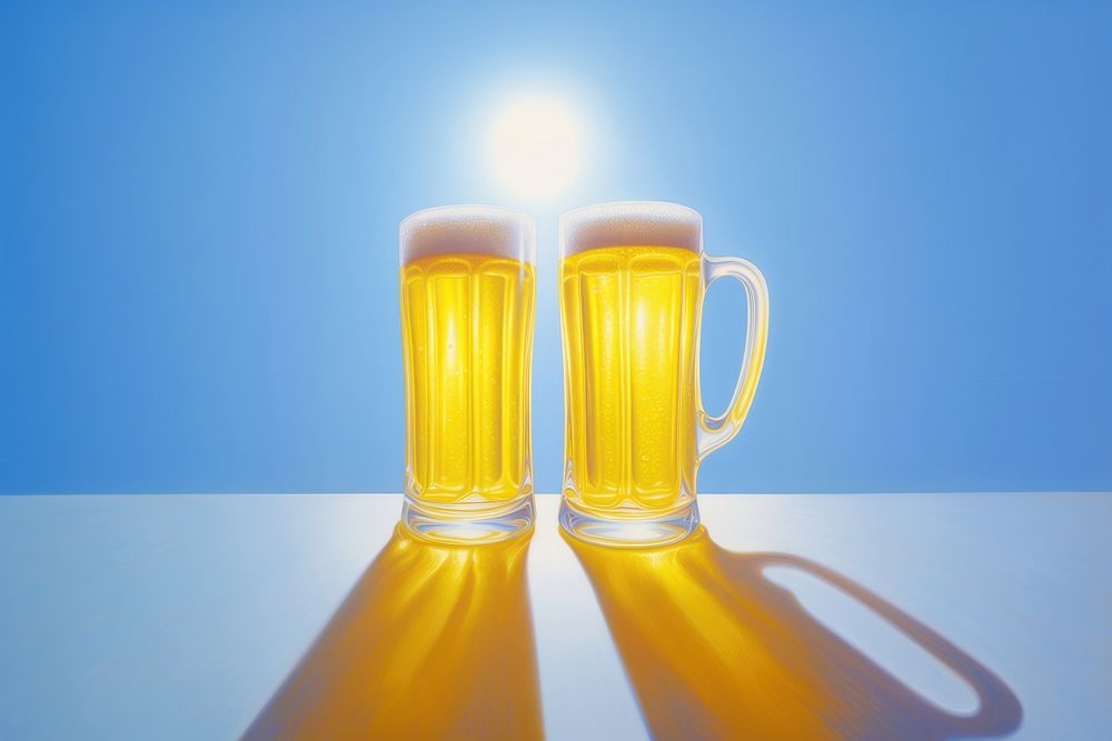 Surrealistic painting of beer drink lager glass.