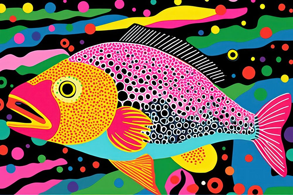 Comic of a fish pattern animal art.