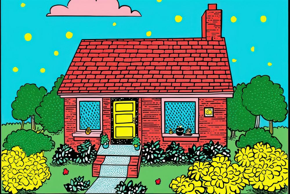 Comic of a house architecture building outdoors.