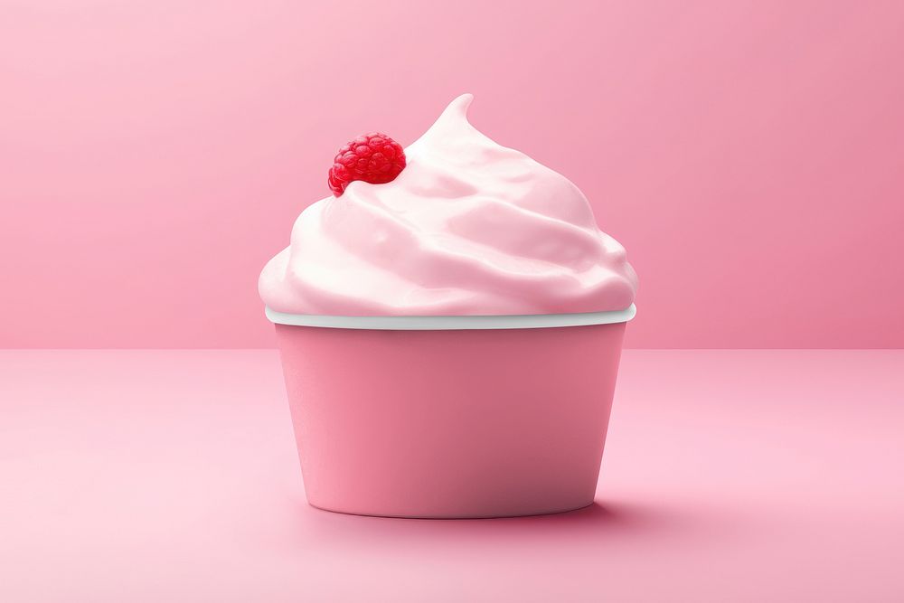 Pink ice cream cup