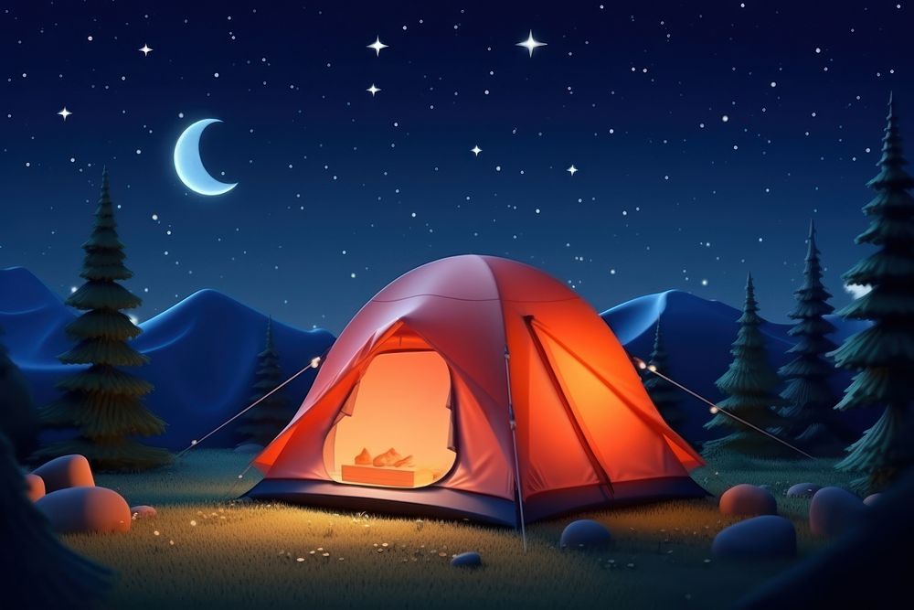 Tent in camping night outdoors nature. AI generated Image by rawpixel.