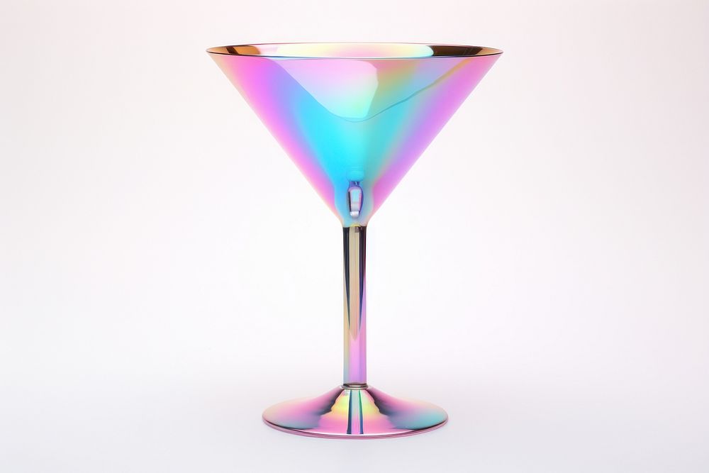 Cocktail glass iridescent martini drink white background.