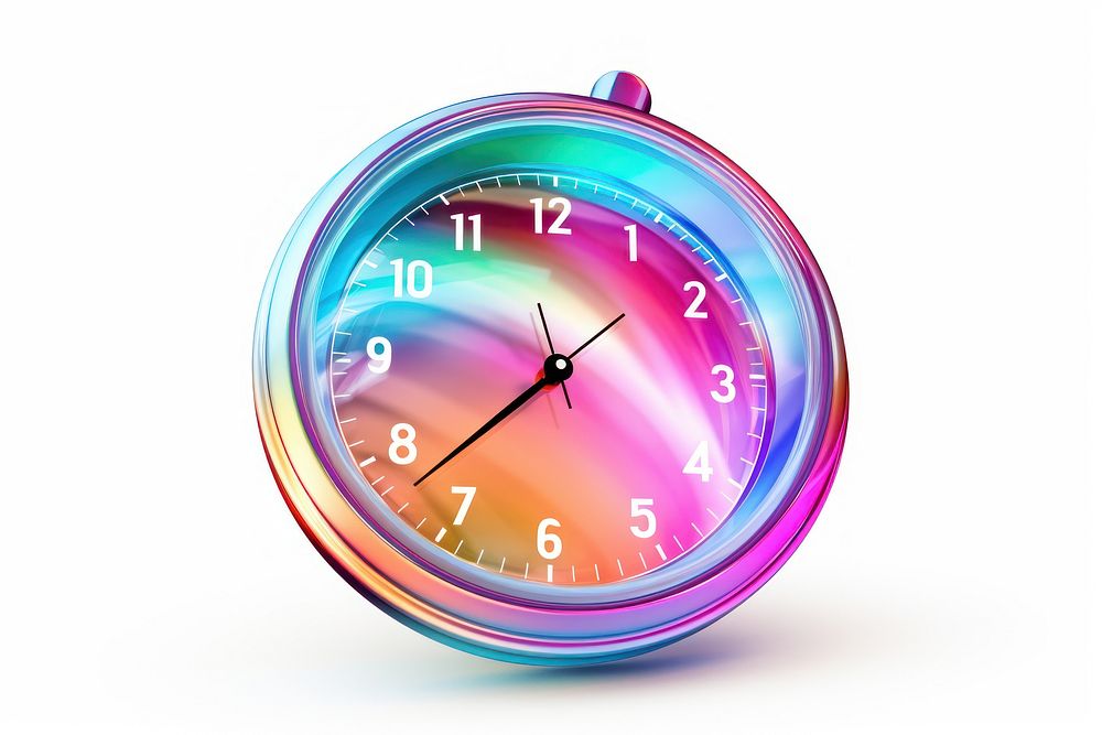 Clock iridescent white background technology accuracy.