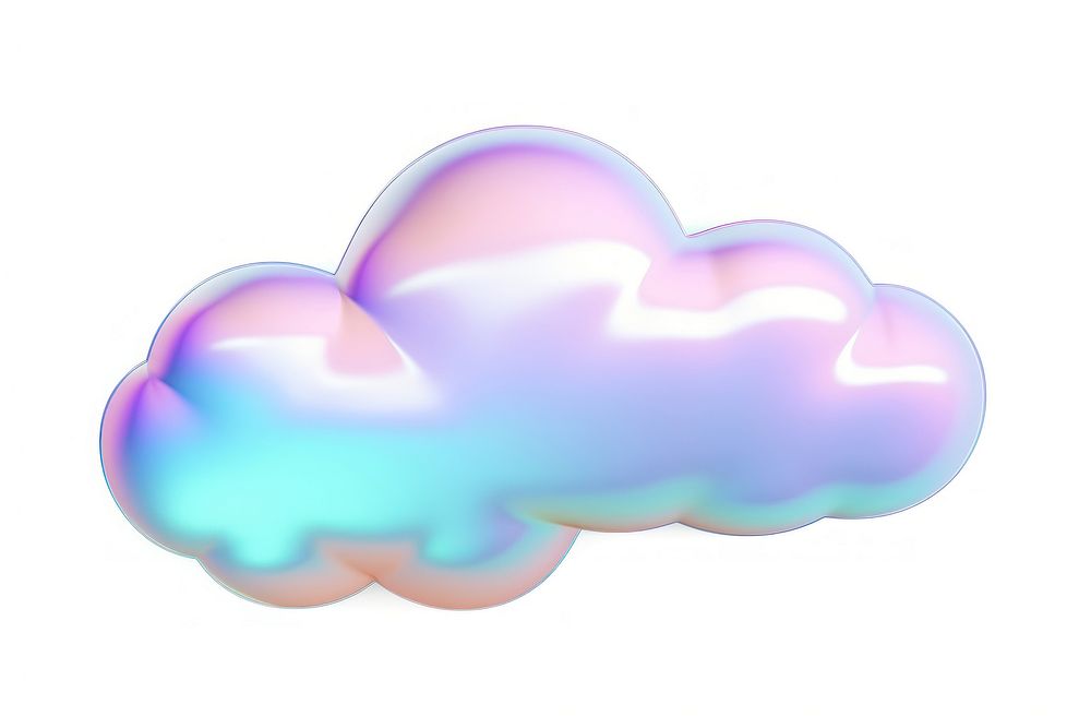 Cloud symbol iridescent purple white background lightweight.