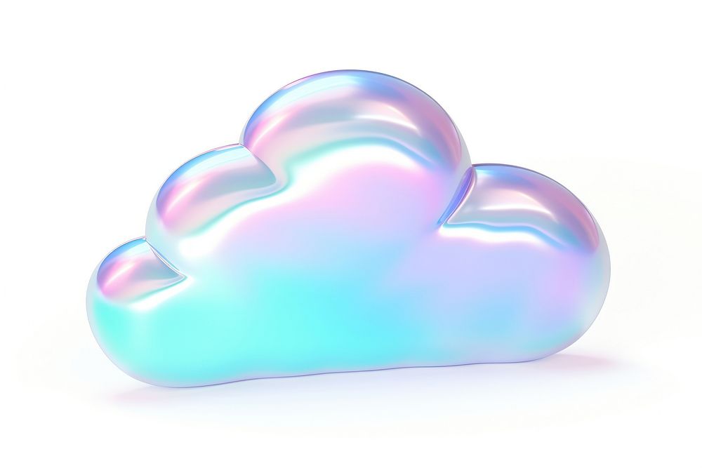 Cloud symbol iridescent white background lightweight abstract.