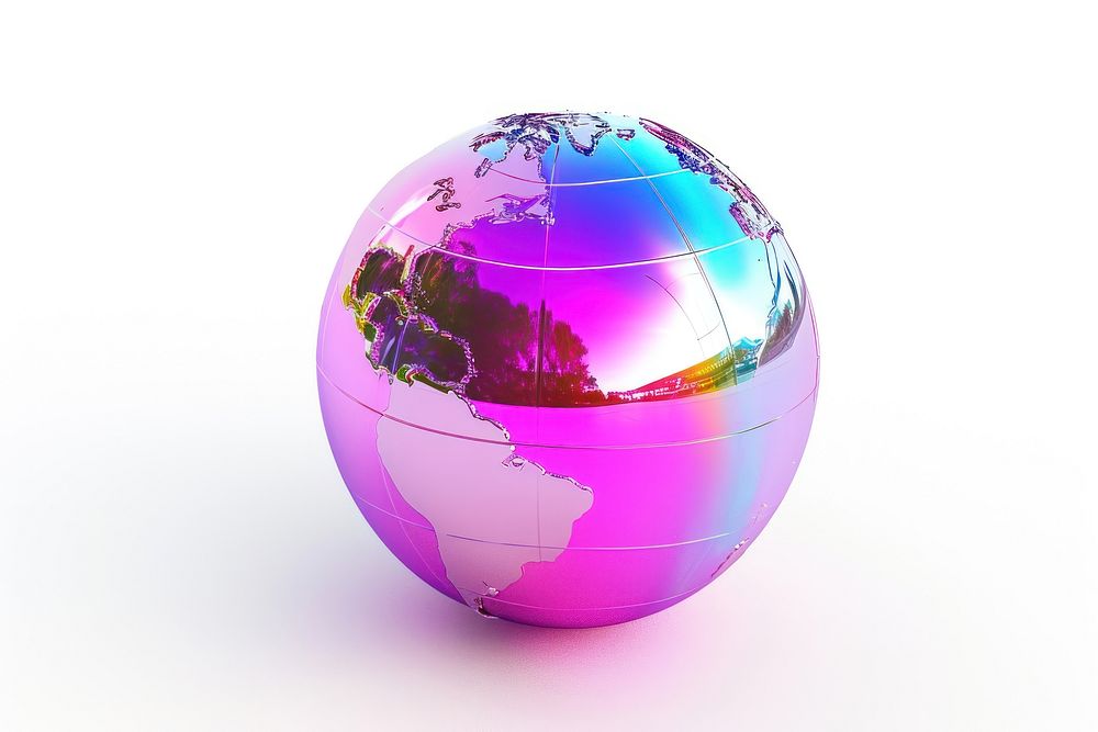 Globe iridescent sphere planet space.
