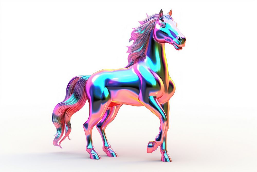 Horse iridescent mammal animal white background.