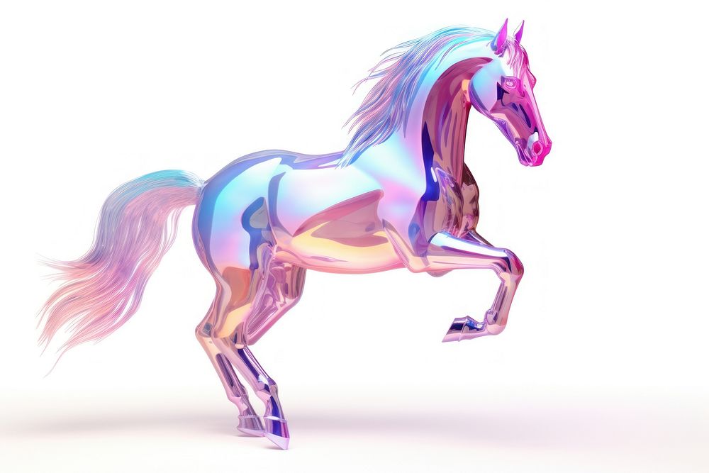 Horse iridescent animal mammal white background.