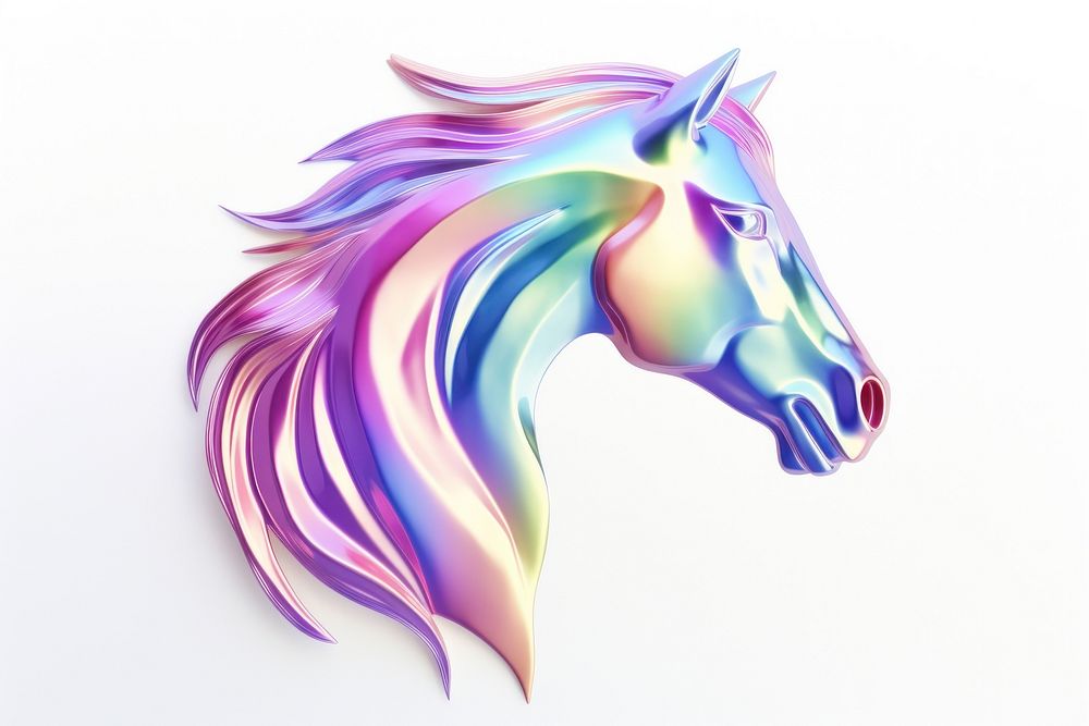 Horse symbol iridescent animal mammal white background.