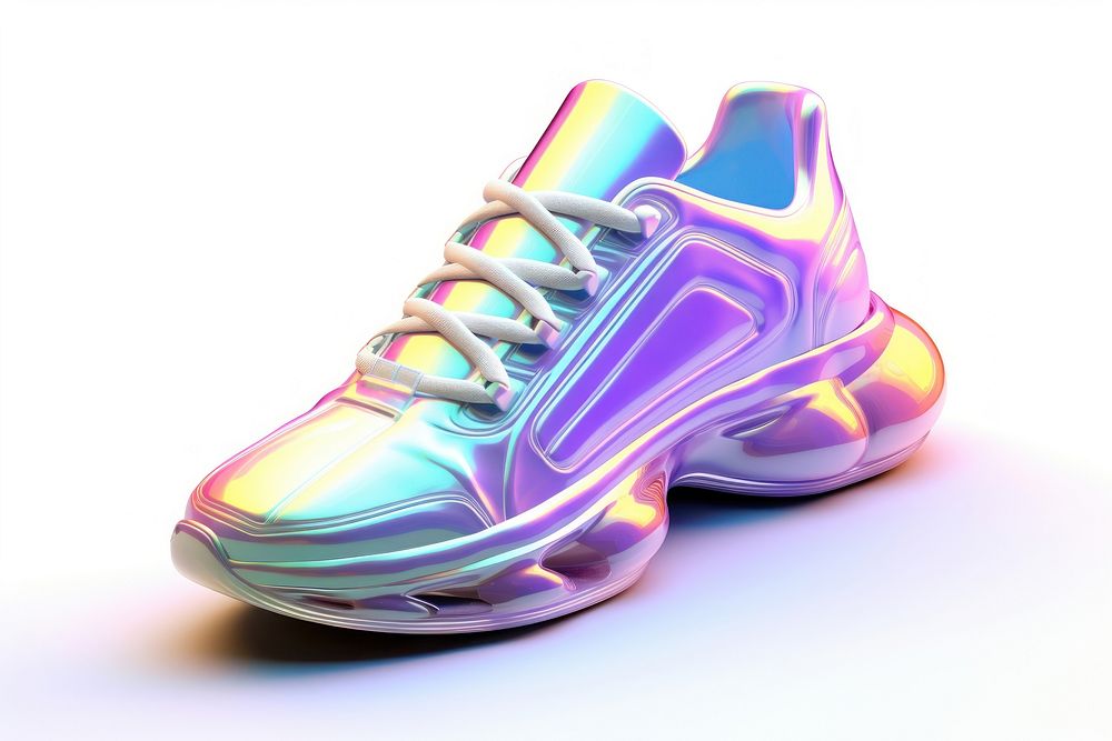 Sneakers iridescent footwear shoe illuminated.