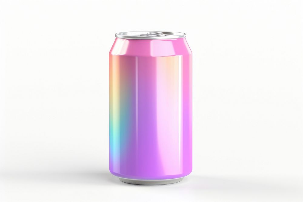 Soda can iridescent white background refreshment technology.