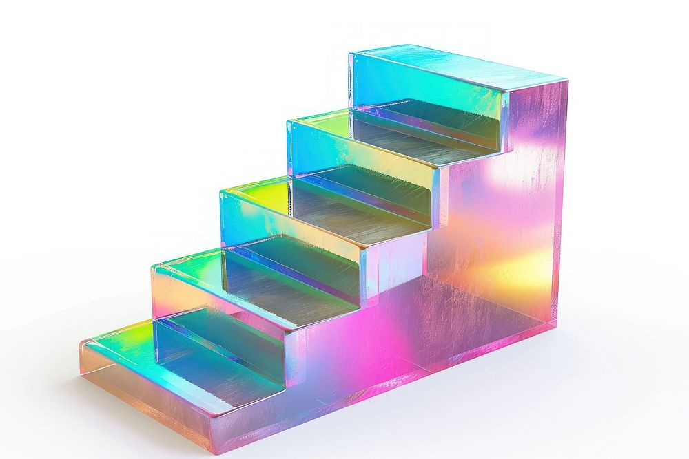 Stair block iridescent staircase stairs white background.