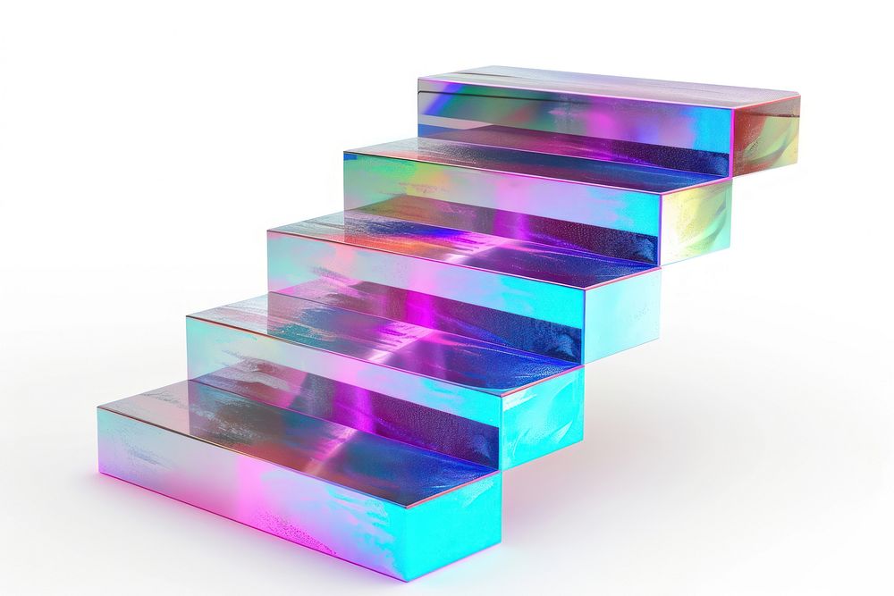 Stair block iridescent staircase stairs white background.