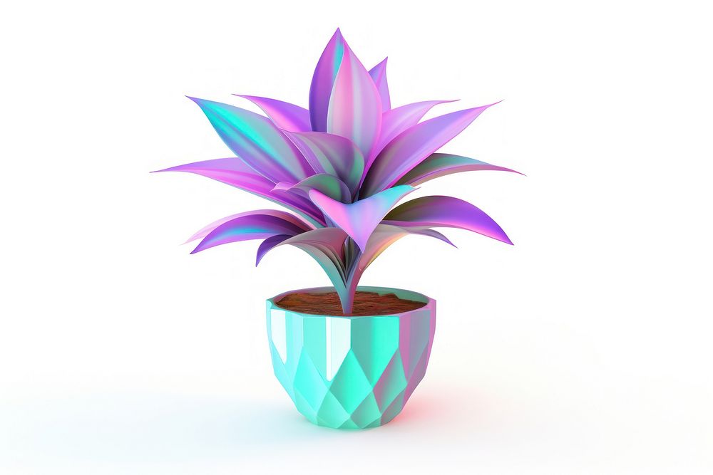 Potted plant iridescent flower vase leaf.