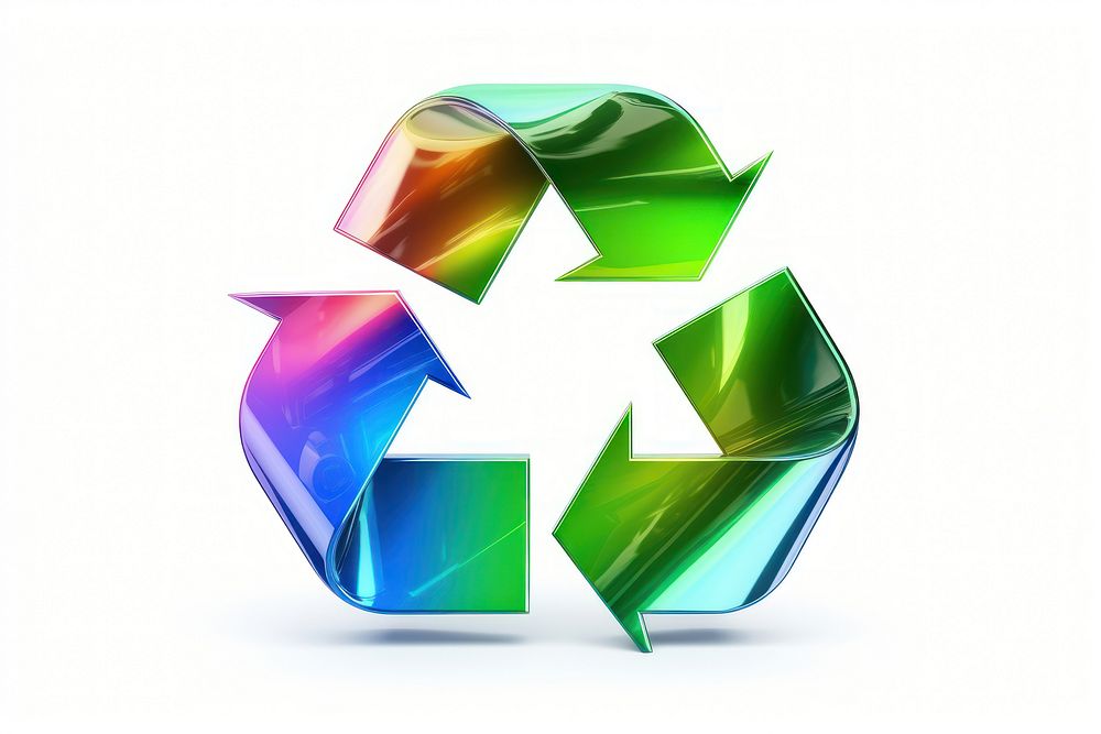 Recycle icon iridescent white background technology recycling.