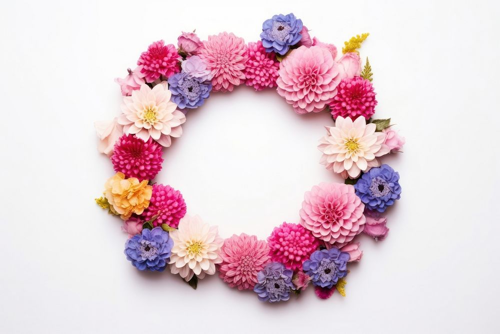 Frame floral colorfull flower circle shape petal.