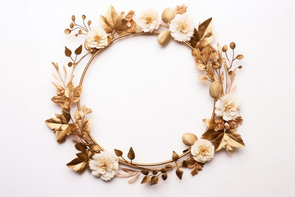 Floral frame gold flower photography jewelry circle.