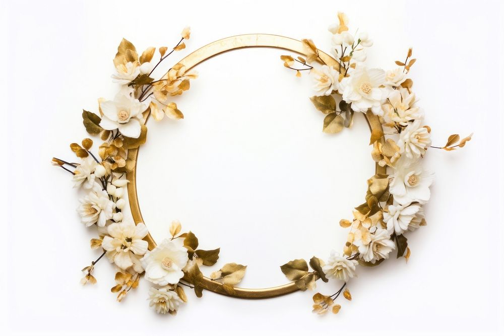 Floral frame gold flower jewelry circle nature.