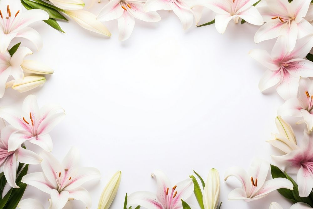 Floral frame lily flower backgrounds nature.