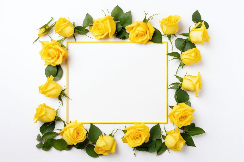 Floral frame yellow roses flower nature plant.