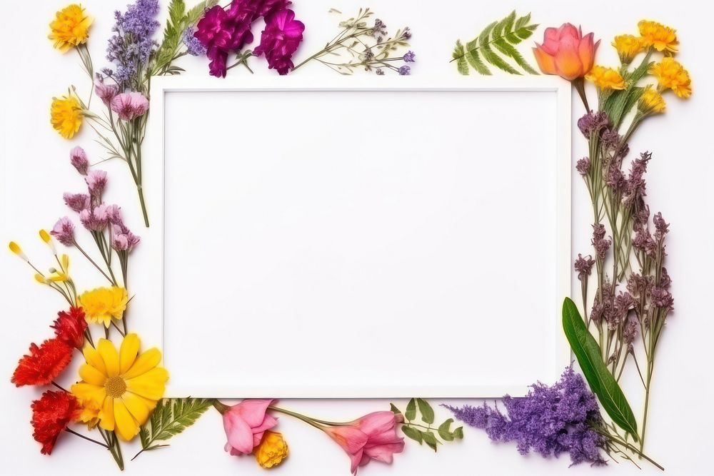 Frame floral colorfull flower backgrounds nature white background.