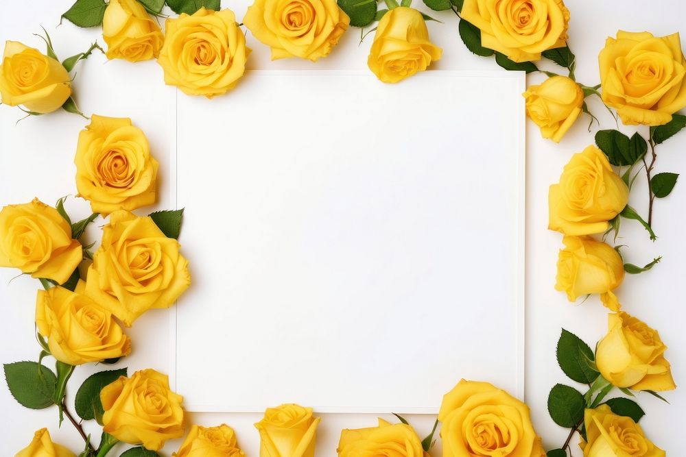 Shape frame floral yellow roses backgrounds flower petal.