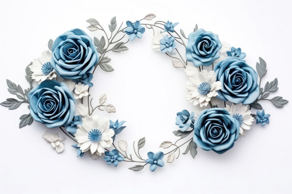 Frame floral blue roses jewelry pattern flower.