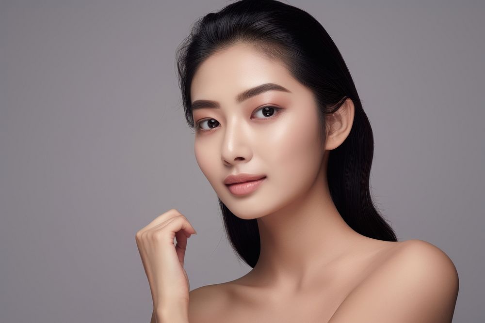 Young beautiful asian in skincare and beauty routine portrait adult photography.