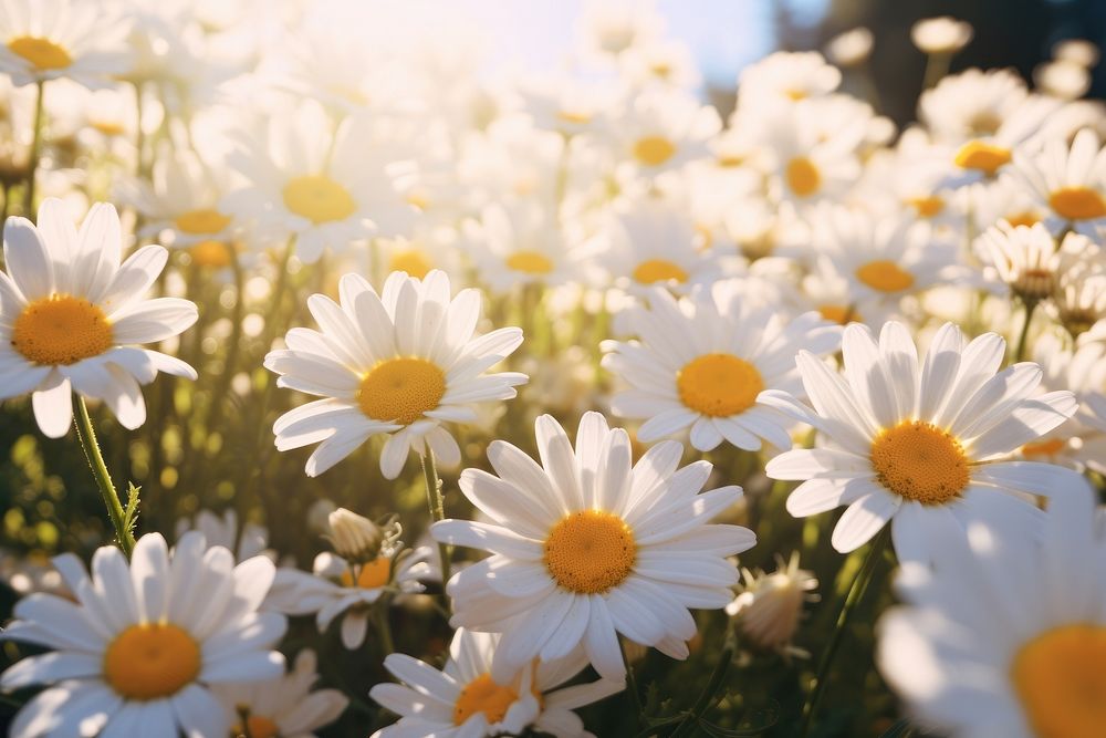  Daisy meadow outdoors blossom flower. AI generated Image by rawpixel.