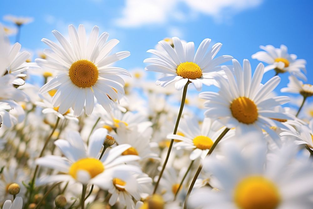  Daisy meadow outdoors blossom flower. AI generated Image by rawpixel.