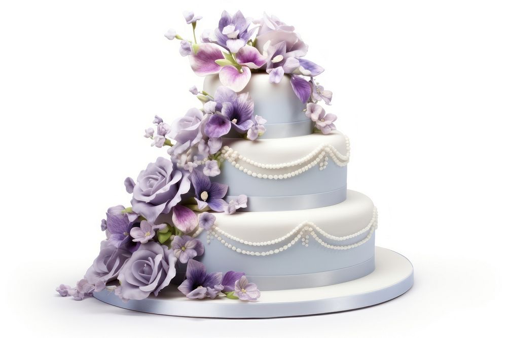 3 tier modern wedding cake dessert flower cream. AI generated Image by rawpixel.