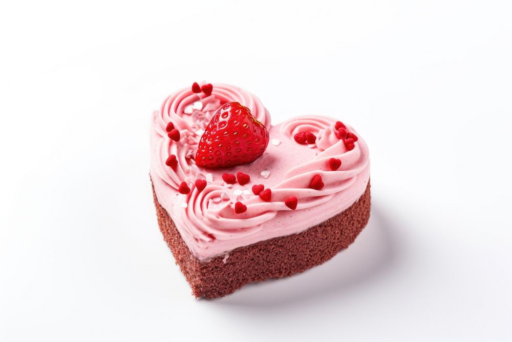 Cake in a heart shape strawberry dessert fruit. AI generated Image by rawpixel.