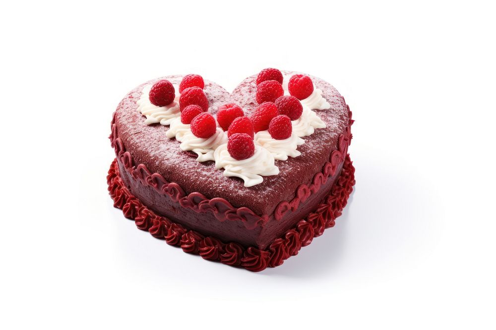 Cake in a heart shape raspberry dessert fruit. AI generated Image by rawpixel.