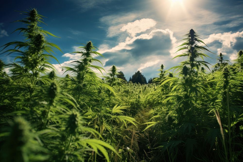  Cannabis meadow vegetation landscape cannabis. AI generated Image by rawpixel.
