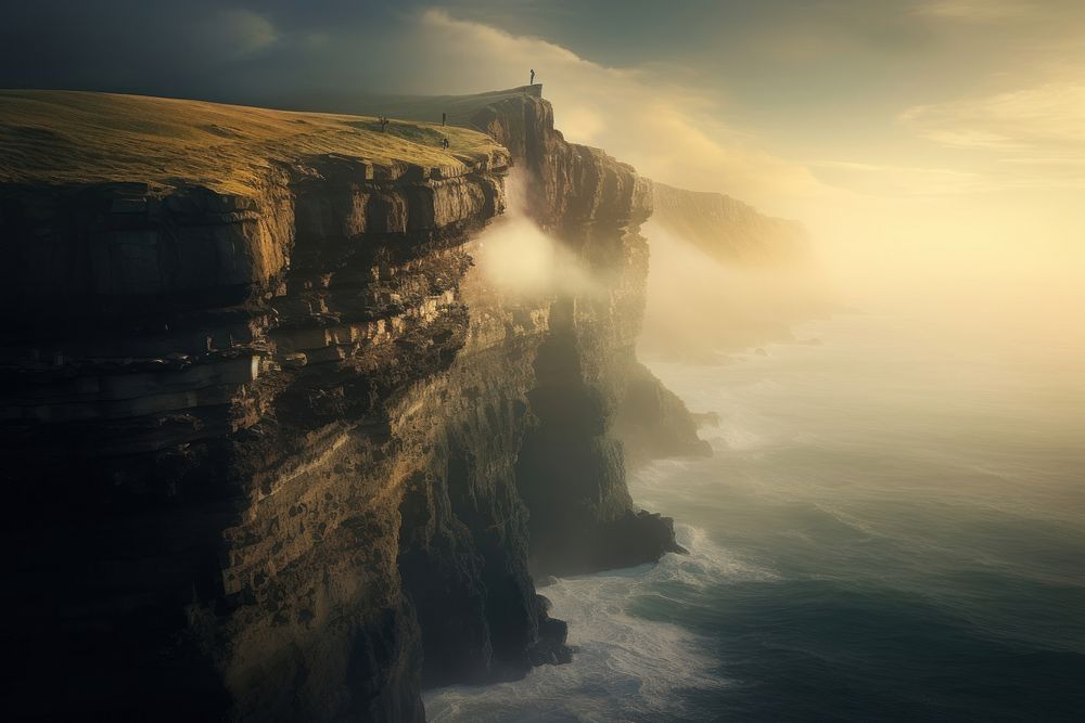  Cliff in the morning landscape outdoors nature. AI generated Image by rawpixel.