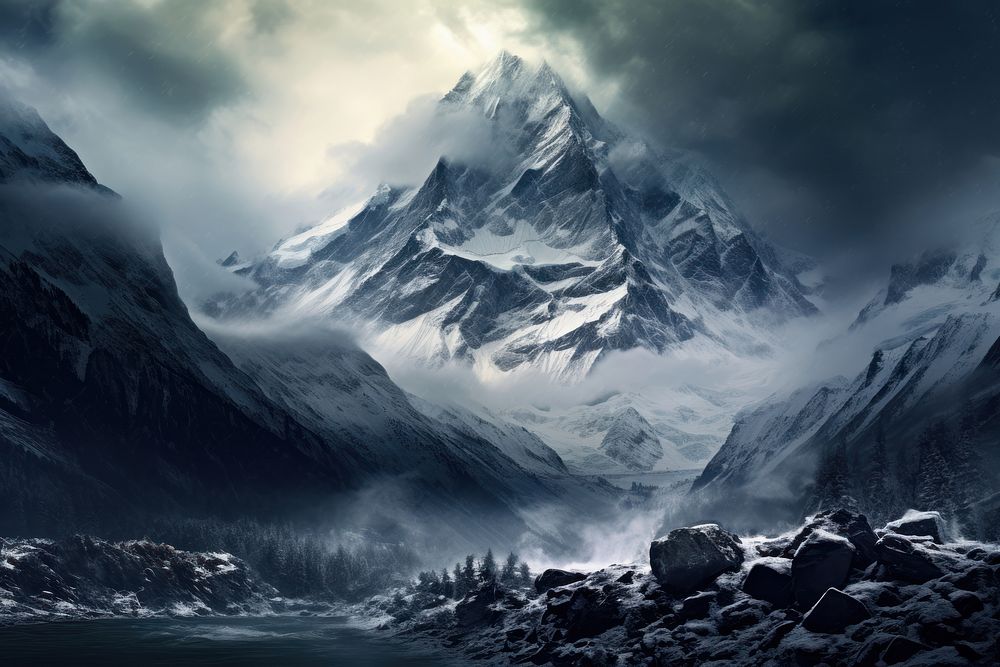  Landscape mountain snow outdoors. AI generated Image by rawpixel.