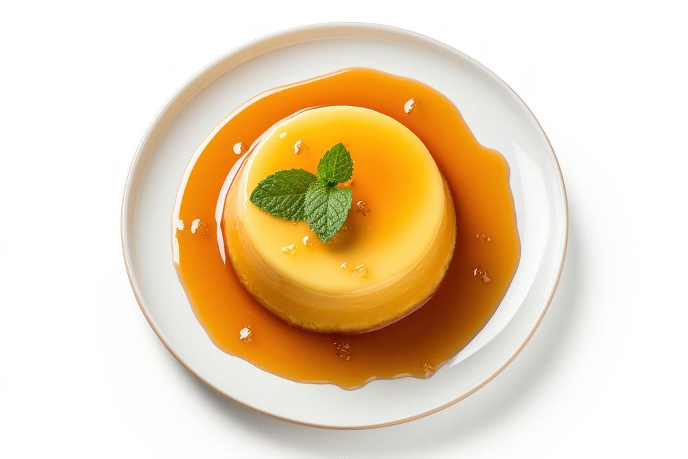 Brazilian Flan pudding dessert plate flan. AI generated Image by rawpixel.