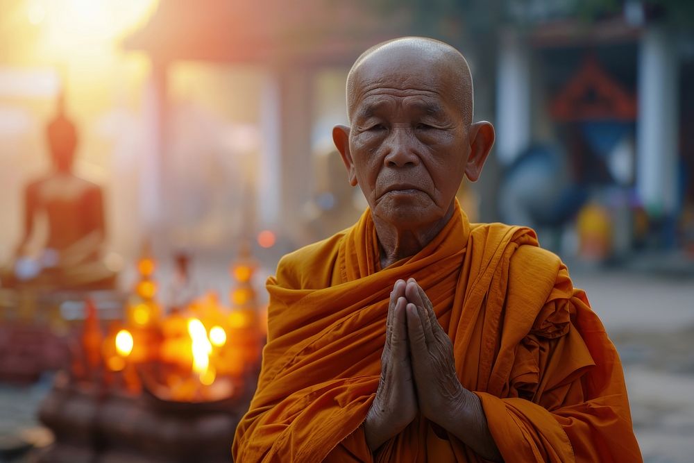 Buddhist monk in Thailand adult spirituality architecture. AI generated Image by rawpixel.