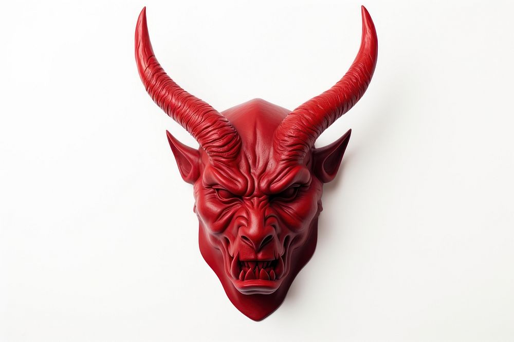 Devil representation white background taxidermy disguise. AI generated Image by rawpixel.