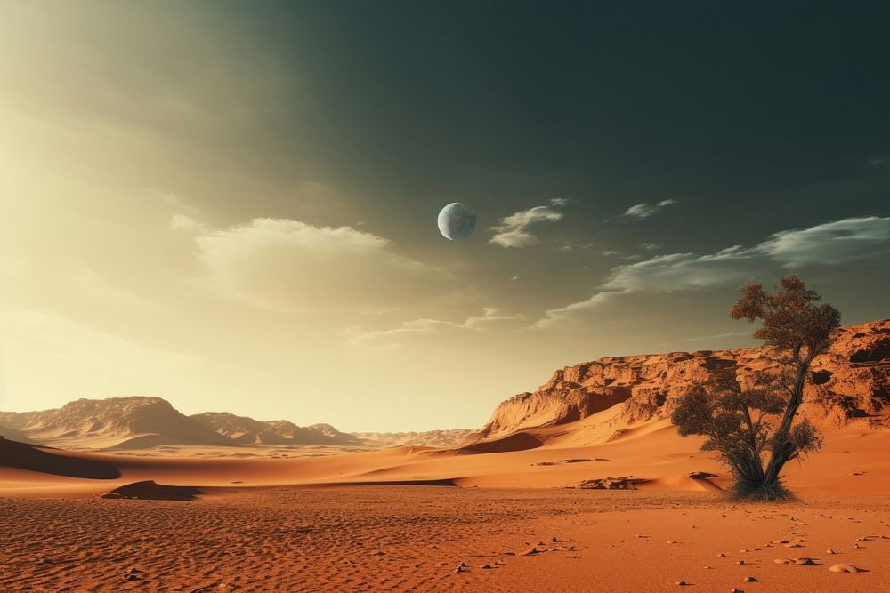  Desert landscape outdoors horizon. AI generated Image by rawpixel.