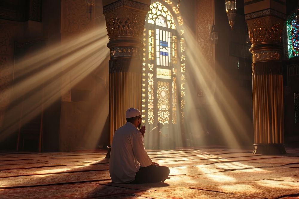 Eastern man during hig prayer in the mosque adult contemplation spirituality. AI generated Image by rawpixel.