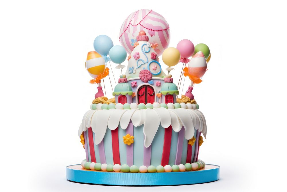 Kids birthday cake dessert balloon food. AI generated Image by rawpixel.