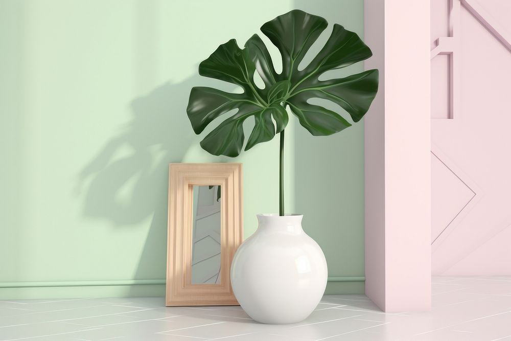 Houseplant leaf vase decoration. AI generated Image by rawpixel.