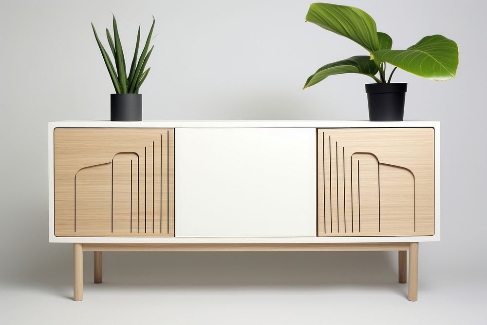 Houseplants furniture sideboard cabinet architecture. AI generated Image by rawpixel.