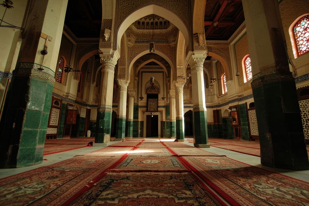 Interior in the Mosque architecture building flooring. AI generated Image by rawpixel.