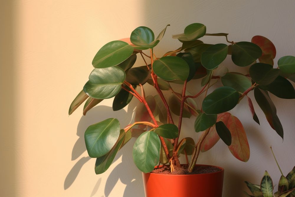 Indian rubber houseplant leaf freshness flowerpot. AI generated Image by rawpixel.