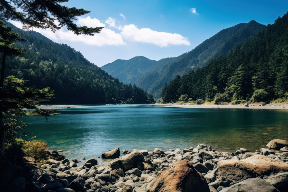  Lake in the mountain lake wilderness landscape. AI generated Image by rawpixel.