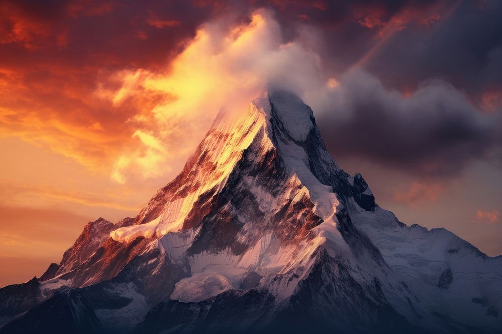  Mountain during the sunset mountain landscape outdoors. AI generated Image by rawpixel.